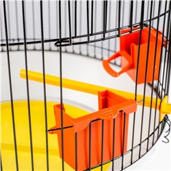 Клетка для птиц круглая, двухъярусная сварная, большой поддон, 39×44 см, микс цветов