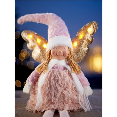 Фигура текстиль «Кукла в розовом» 70 см, 6 LED, от батареек AG10×3, свечение тёплое белое