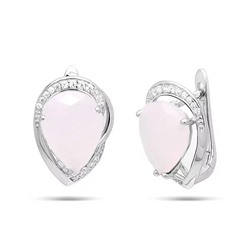 Серьги из серебра розовый кварц, МЦВ006