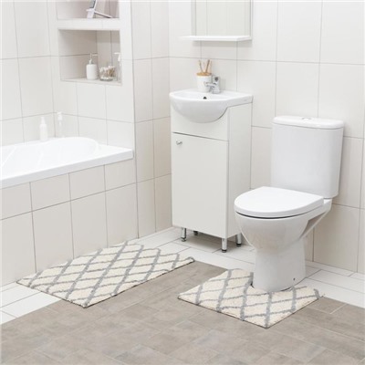 Коврики для ванной и туалета Доляна AntiSlip, 2 шт., 50×80 см, 50×50 см