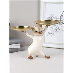 Статуэтка Кошка 25 см / XY603-1 /уп 8/бежевая