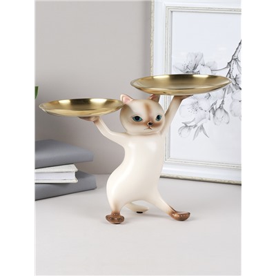 Статуэтка Кошка 25 см / XY603-1 /уп 8/бежевая