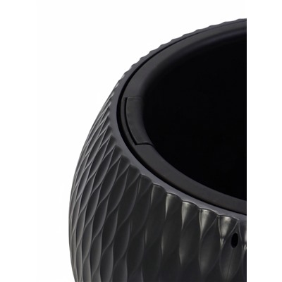 Кашпо для цветов «Жемчужина», 7 л, d=36 см, h=22 см, пластик, со вставкой, подвесное, цвет графитовый