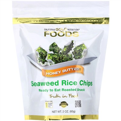 California Gold Nutrition, Seaweed Rice Chips, чипсы со вкусом медового масла, 60 г (2 унции)