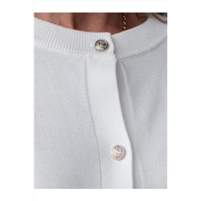 Кардиган c коротким рукавом вязаный из хлопка с акрилом VILATTE, 1229065