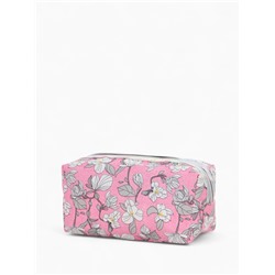 Косметичка на молнии женская, с рисунком, с рисунком, пастельно-розовая