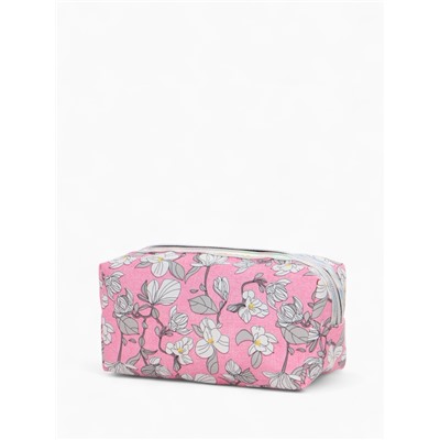 Косметичка на молнии женская, с рисунком, с рисунком, пастельно-розовая