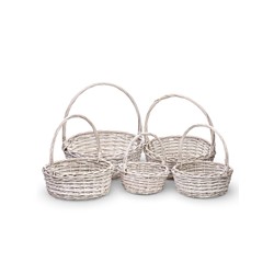 Корзина плетёная для хранения Kask, из лозы, с ручкой, белая, набор 5 шт.