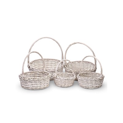 Корзина плетёная для хранения Kask, из лозы, с ручкой, белая, набор 5 шт.