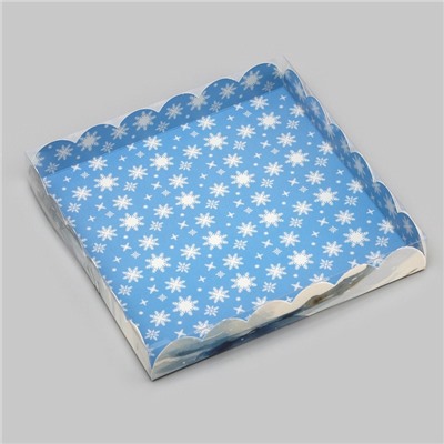 Коробка для печенья, кондитерская новогодняя упаковка «Снеговик», 21×21×3 см