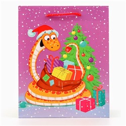 Пакет новогодний подарочный ламинированный «Счастливая змея», упаковка, 18×22.3×10 см