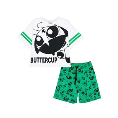 Комплект трикотажный для девочек: фуфайка (футболка), шорты