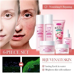 SADOER Подарочный набор косметики с экстрактом персика и лактобактериями 6 в 1