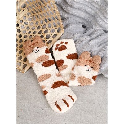 Носки женские флисовые р. 35-40 Лапки новогодний № 2 / MNZ-19/2 /721638