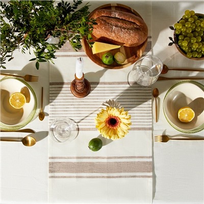 Дорожка на стол Этель Rigoroso 40×146 см, лён 100%, плотность 260 г/м², белая