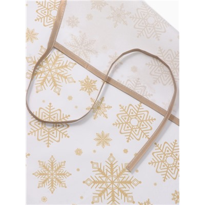 Кухонный набор «Доляна. Снежинки»: прихватка 17×17 см, варежка 26×16 см, фартук 70×80 см, золотой, 100% п/э
