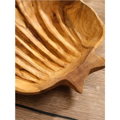 Тарелка «Морская раковина», 25×25×5 см, дерево Джати, коричневая