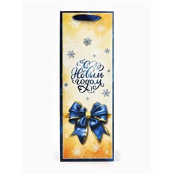 Пакет подарочный новогодний под бутылку «Бант», 13×36×10 см