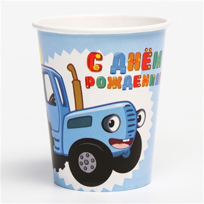 Посуда одноразовая бумажная на 6 персон «С днем рождения!», Синий Трактор