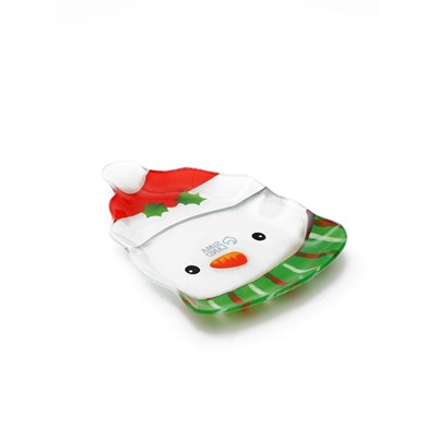 Тарелка новогодняя плоская «Снеговик», 13.8×20.5 см