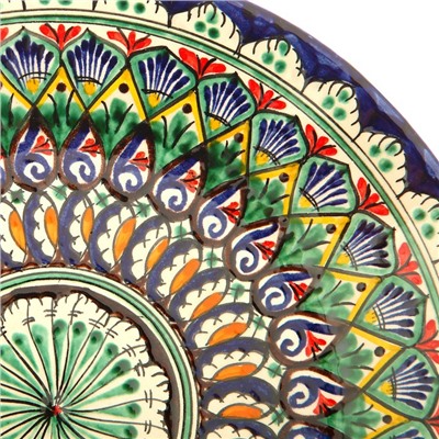 Тарелка узбекская Риштанская Керамика «Узор», d=25 см, синяя