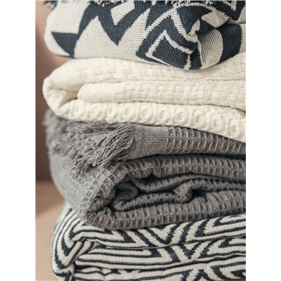 Плед с бахромой «Этель» Hypnosis, 130×180 см, серый