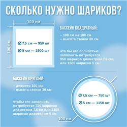 Шарики для сухого бассейна с рисунком, диаметр шара 7.5 см, набор 500 штук, белые