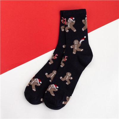 Носки новогодние мужские KAFTAN «Печенька», размер 41-44 (27-29 см), чёрные