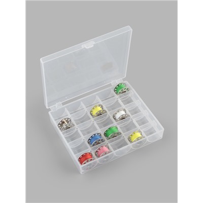 Органайзер для ниток, на 25 шпулек, 12×10.5×2.5 см, прозрачный