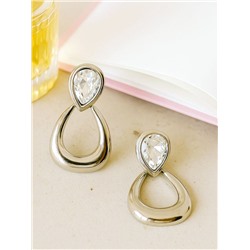Серьги бижутерия с камнем, вставка: фианиты, цвет: прозрачный, арт.101.263