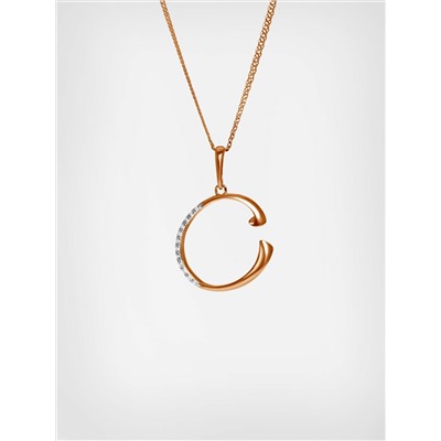 Подвеска-буква из золочёного серебра с фианитами - С 925 пробы п3-451-10з200