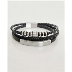 Браслет из стали на кожаном ремешке