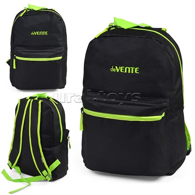 Рюкзак "Black" подростковый 40x29x17 см (14 л) 250 г, 1 отделение на молнии, 1 передний карман, черный с салатовым