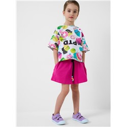 Комплект трикотажный для девочек: фуфайка (футболка), шорты