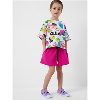 Комплект трикотажный для девочек: фуфайка (футболка), шорты