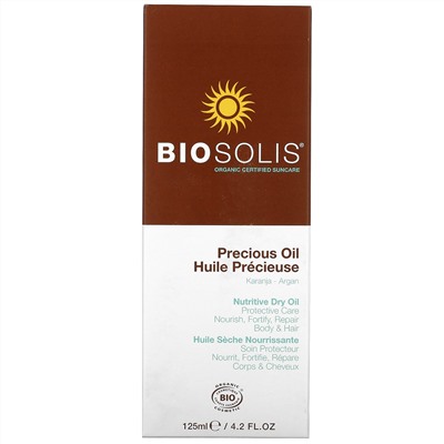Biosolis, Precious Oil, аргания, питательное сухое масло, 125 мл (4,2 жидк. унции)