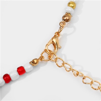 Кулон «Бисер», снеговик, цветной в золоте, 42 см