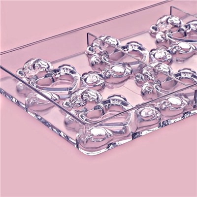 Форма конфет и шоколада «Влюблённые мишки», 28×14 см, 8 ячеек, прозрачная