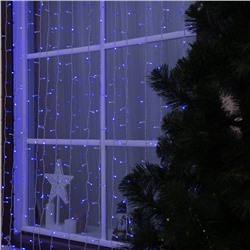УЦЕНКА Гирлянда «Занавес» 2×6 м, IP44, УМС, белая нить, 1440 LED, свечение синее, 220 В