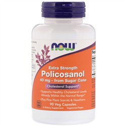 Now Foods, Extra Strength Policosanol, 40 мг, 90 растительных капсул
