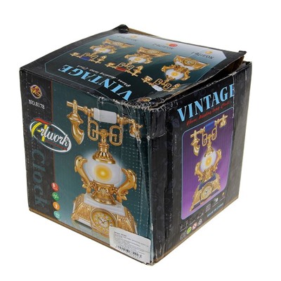 УЦЕНКА Часы - светильник «Ретро - телефон», красные вставки, 18×18×28.5 см