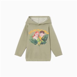 Толстовка (худи) детская MINAKU: Exclusive print, оливковая, Oversize, рост 104 см
