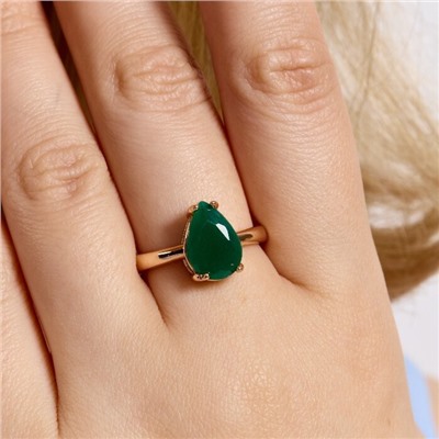 Кольцо 17 р ювелирная бижутерия коллекция "Дубай", покрытие позолота, вставка: фианиты, цвет: зеленый матовый, арт.414.106-17