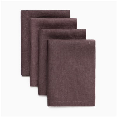 Набор салфеток «Этель», коричневый, 30×40 см - 4 шт.,100% лён, 170 г/м²