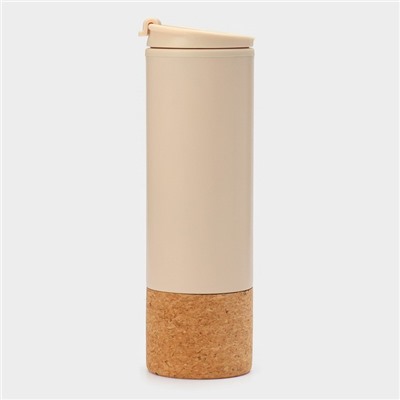 Бутылка для воды Magistro Cork, c элементами пробки, 450 мл, 7×7×23 см, пластик, бежевая