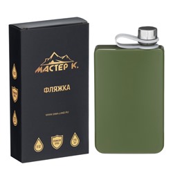 Фляжка Мастер К, 270 мл, подарочная, армейская, 9 oz, нержавеющая сталь, зелёная