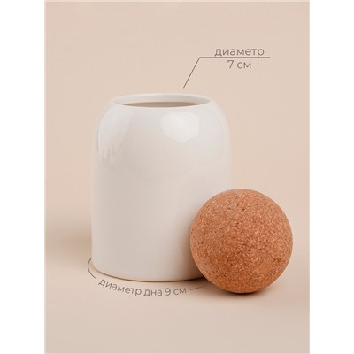 Банки для сыпучих SL Home «Тренто», 450/700/900 мл, набор 3 шт., на деревянной подставке, фарфор, белые