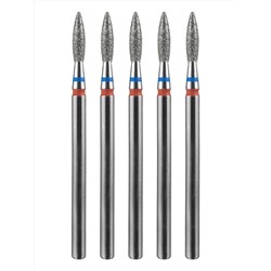 MANITA Фреза алмазная пламя острое для аппаратного маникюра 866.104.243.080.018 ФАП-1.8-8 М-С, сине-красная насечка, ø 1,8 мм, 5 шт. 28358