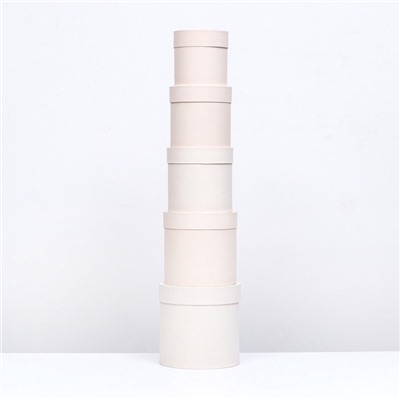 Набор шляпных подарочных коробок 5 в 1 «Ваниль однотонный», 20×20×20 ‒ 13.5×13.5×13.5 см