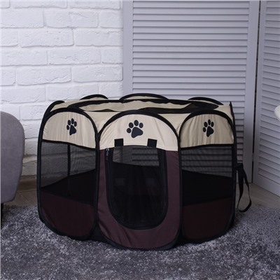 Вольер для животных, тентовый, 8 стенок, 68×45 см, коричневый